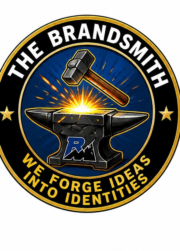 The BrandSmith Squadron patch — anvil, hammer, forged RM